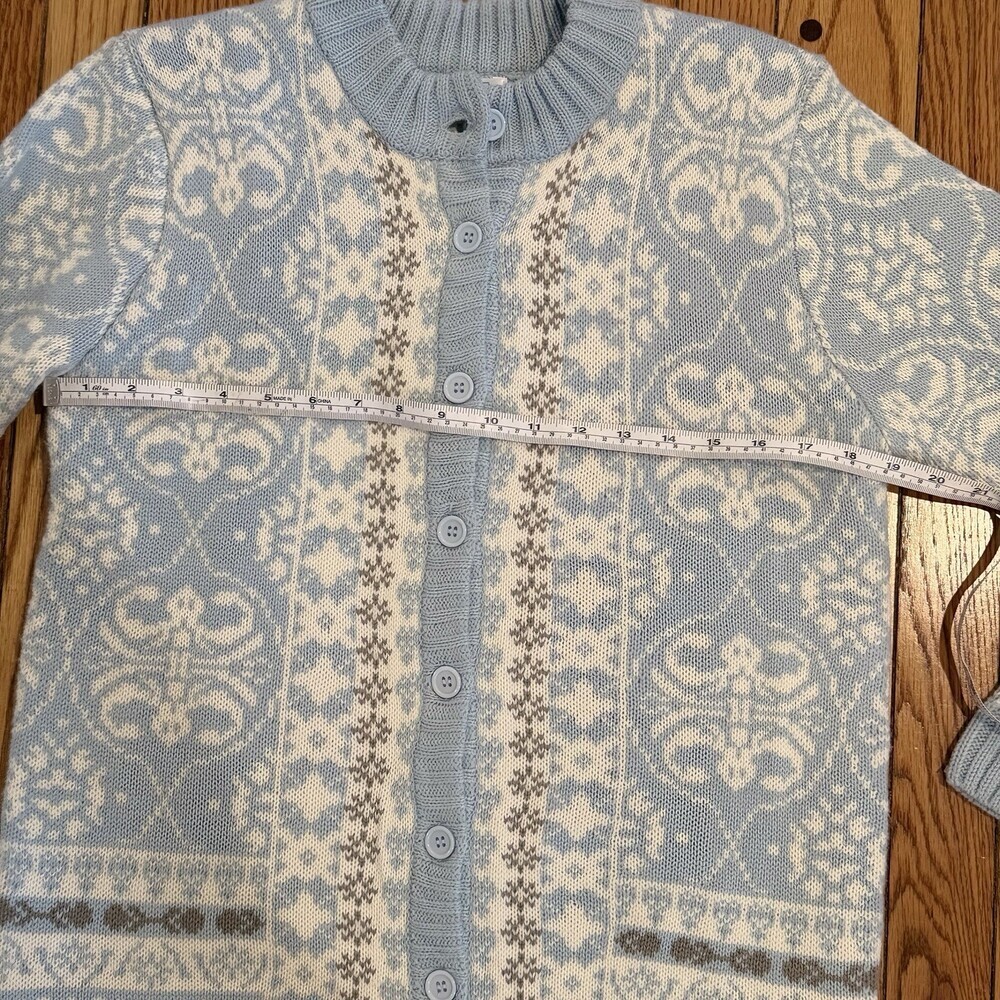 National Since 1952 Blue Fair Isle Cardigan Sweater Women’s Med. Button Front - Picture 5 of 10